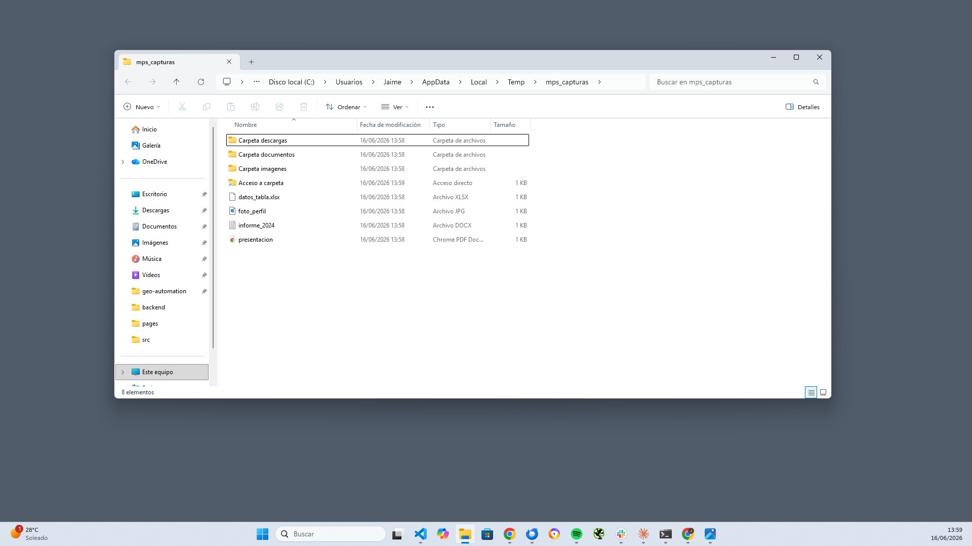 Icono de acceso directo en el Explorador de Windows con la flecha característica visible